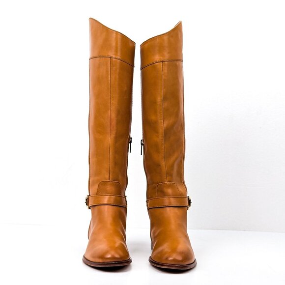 Vince Camuto Wmn Ovar Mustard Leather Buckle Riding Equestrian Tall Boots sz 7.5 - Picture 2 of 7